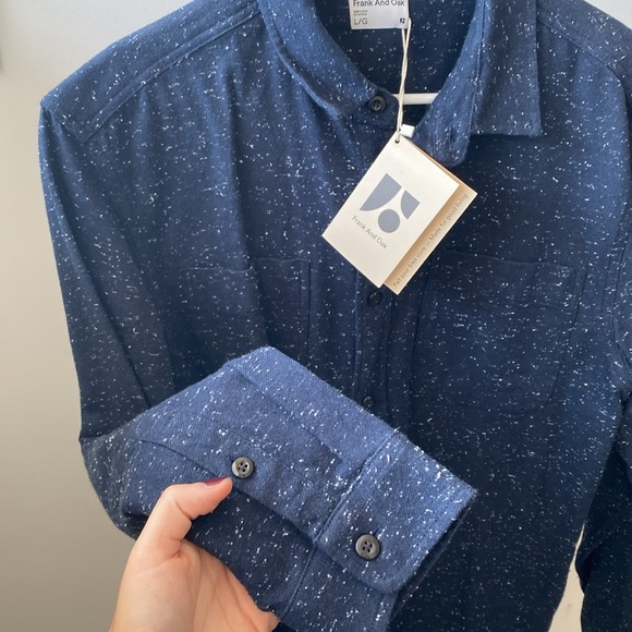 NWT Nepped flannel navy Shirt from Frank and Oak - Picture 3 of 4